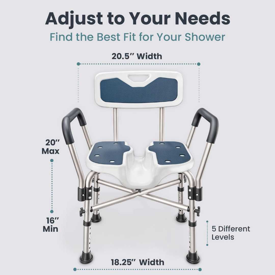 shower chair for elderly, handicap shower chair, shower chair for disabled, heavy duty shower chair, bath chair for seniors, non-slip shower chair, padded shower chair, wide seat shower chair