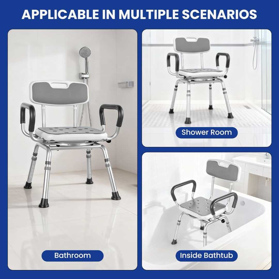 heavy duty shower chair for seniors, adjustable handicap bath seat, disabled shower chair with arms, anti slip shower seat elderly, bariatric bath chair, medical shower chair