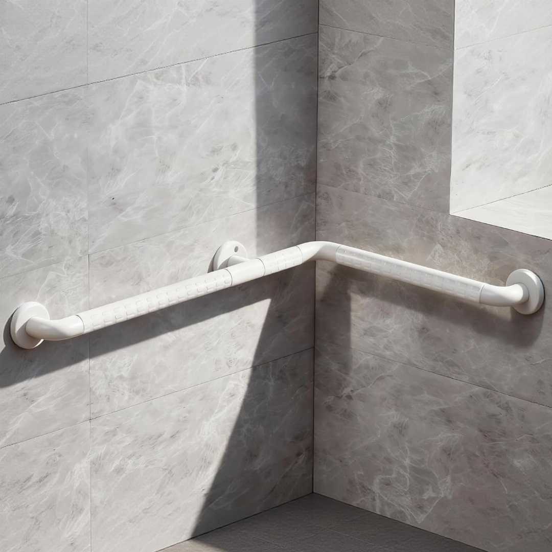 stainless steel grab bar for bathroom, L shaped grab bar for elderly, angled grab bar for seniors, corner grab bar for bathroom safety, , toilet and shower grab bar for seniors