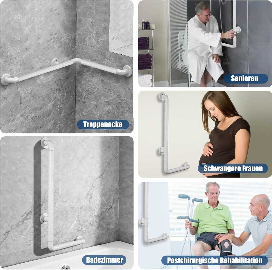 stainless steel grab bar for bathroom, L shaped grab bar for elderly, angled grab bar for seniors, corner grab bar for bathroom safety,  , toilet and shower grab bar for seniors