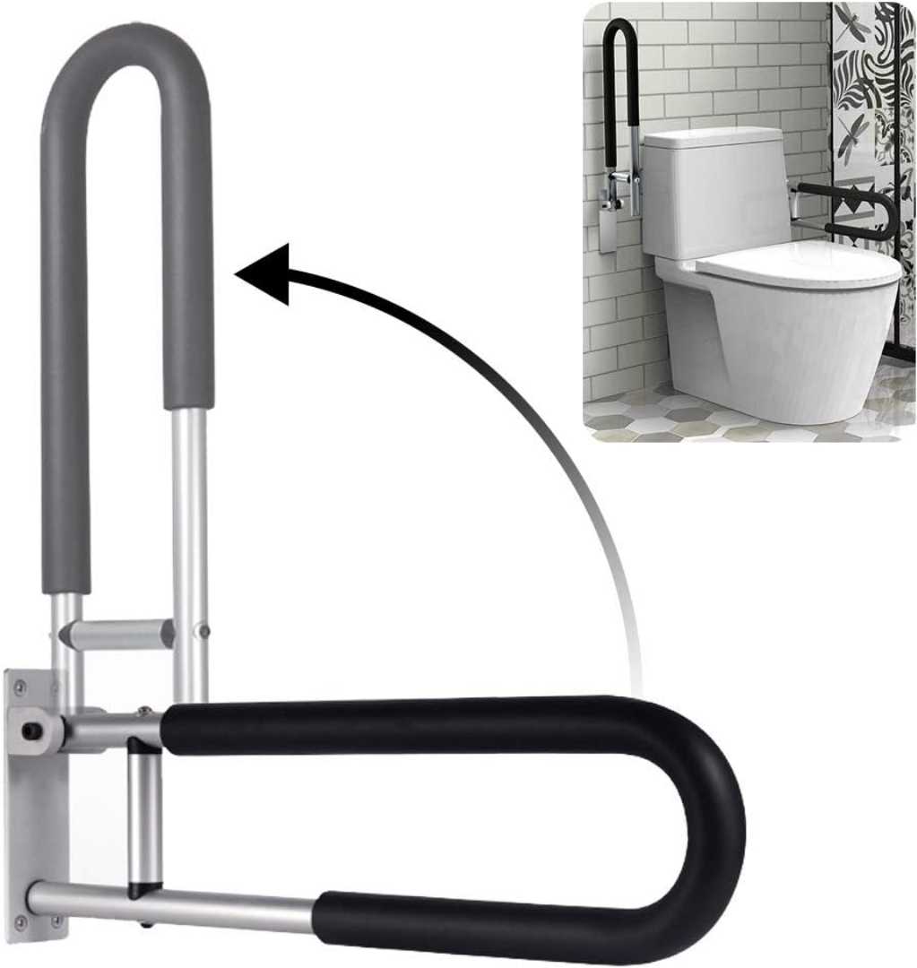 wall mounted grab bar for seniors, toilet handrails for seniors, wall to floor mounted grab bar for disabled adults, stainless steel grab bar for bathroom safety, bathroom safety equipment for elders