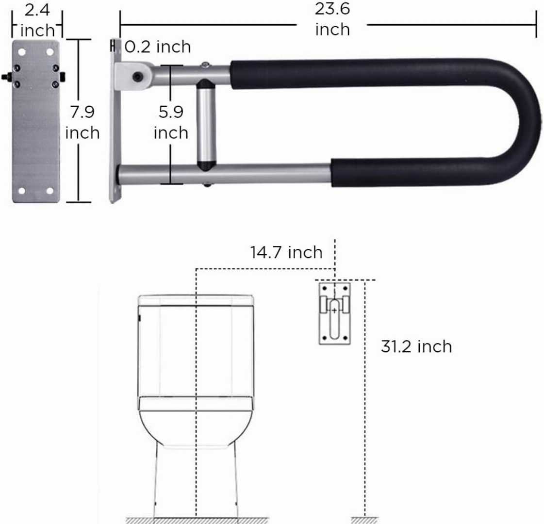 wall mounted grab bar for seniors, toilet handrails for seniors, wall to floor mounted grab bar for disabled adults, stainless steel grab bar for bathroom safety, bathroom safety equipment for elders