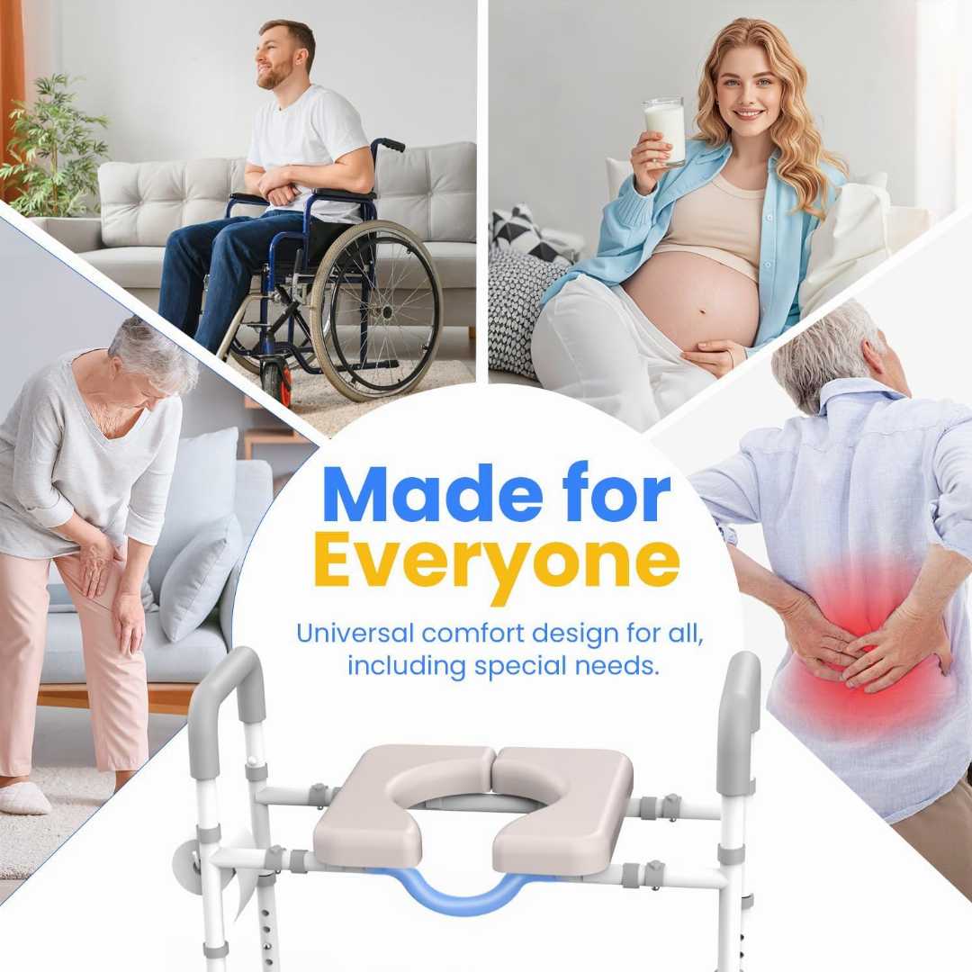 toilet seat riser for seniors, handicap toilet seat for elderly, toilet support seat for disabled, comfortable raised toilet seat for elderly, comfortable raised toilet seat