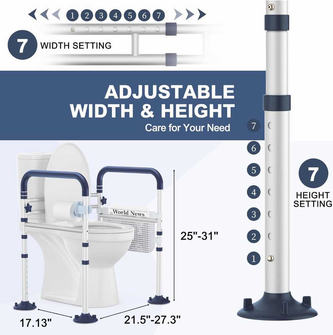 compact toilet safety rails, compact toilet safety rails for elders, portable toilet rails for elders, Adjustable Height & Width Toilet Rails for olders,heavy duty toilet safety rails