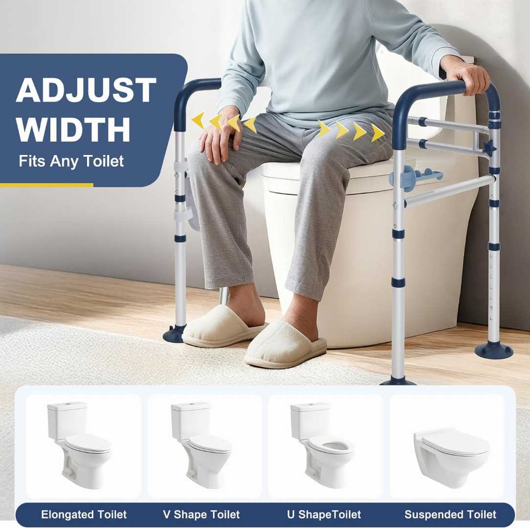 compact toilet safety rails, compact toilet safety rails for elders, portable toilet rails for elders, Adjustable Height & Width Toilet Rails for olders,heavy duty toilet safety rails