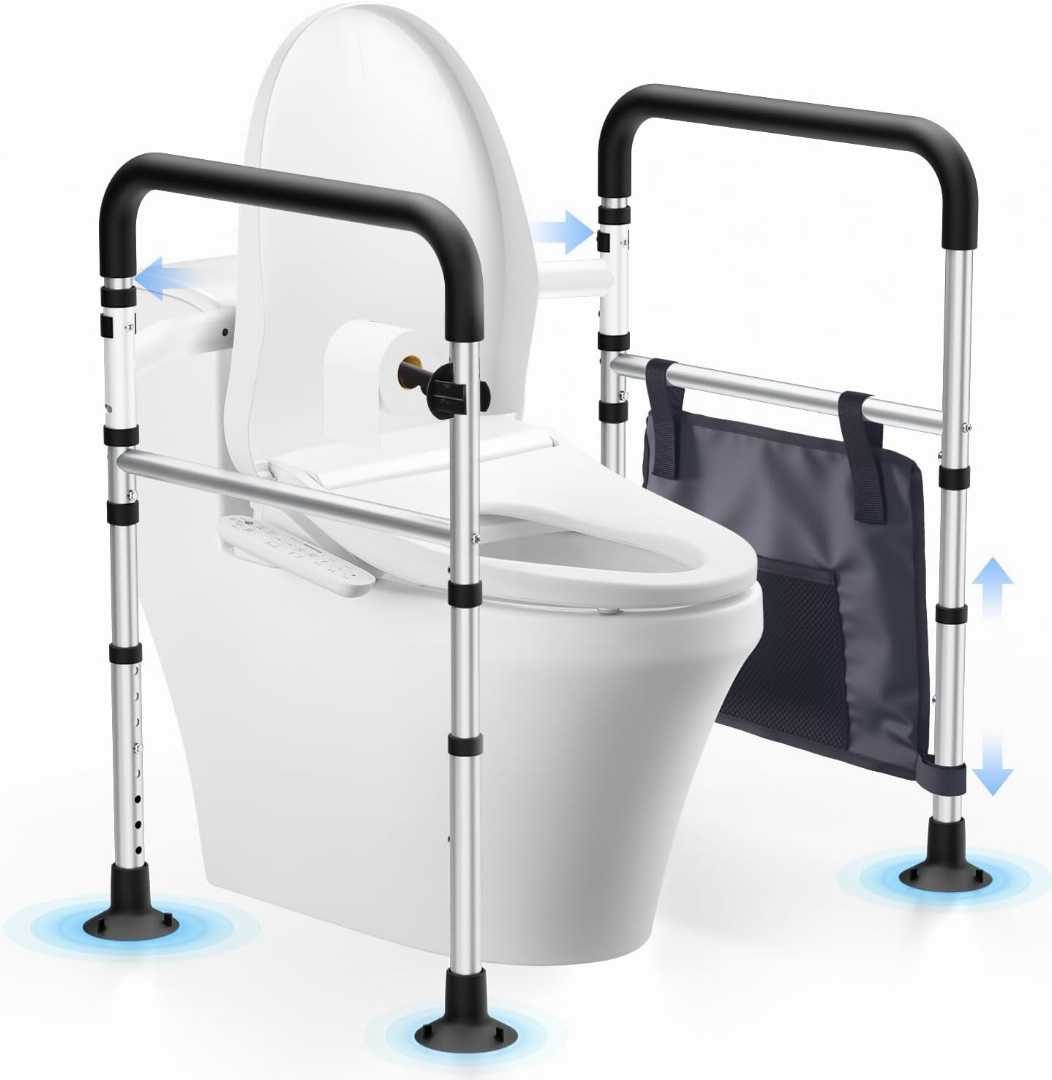 toilet safety rails with tissue holder, heavy duty toilet safety rails, heavy duty toilet safety rails for elders, toilet support rails, stable toilet support rails, best toilet support rails