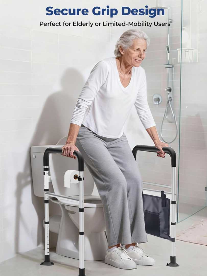toilet safety rails with tissue holder, heavy duty toilet safety rails, heavy duty toilet safety rails for elders, toilet support rails, stable toilet support rails, best toilet support rails