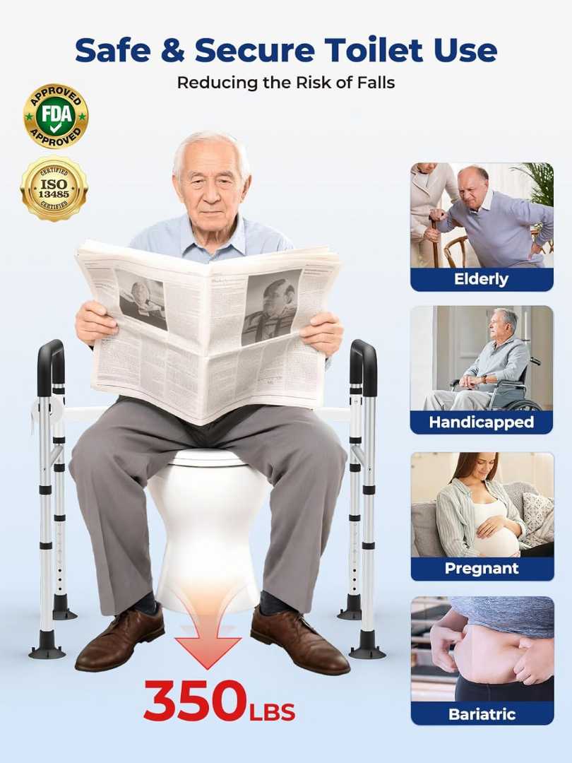 toilet safety rails with tissue holder, heavy duty toilet safety rails, heavy duty toilet safety rails for elders, toilet support rails, stable toilet support rails, best toilet support rails