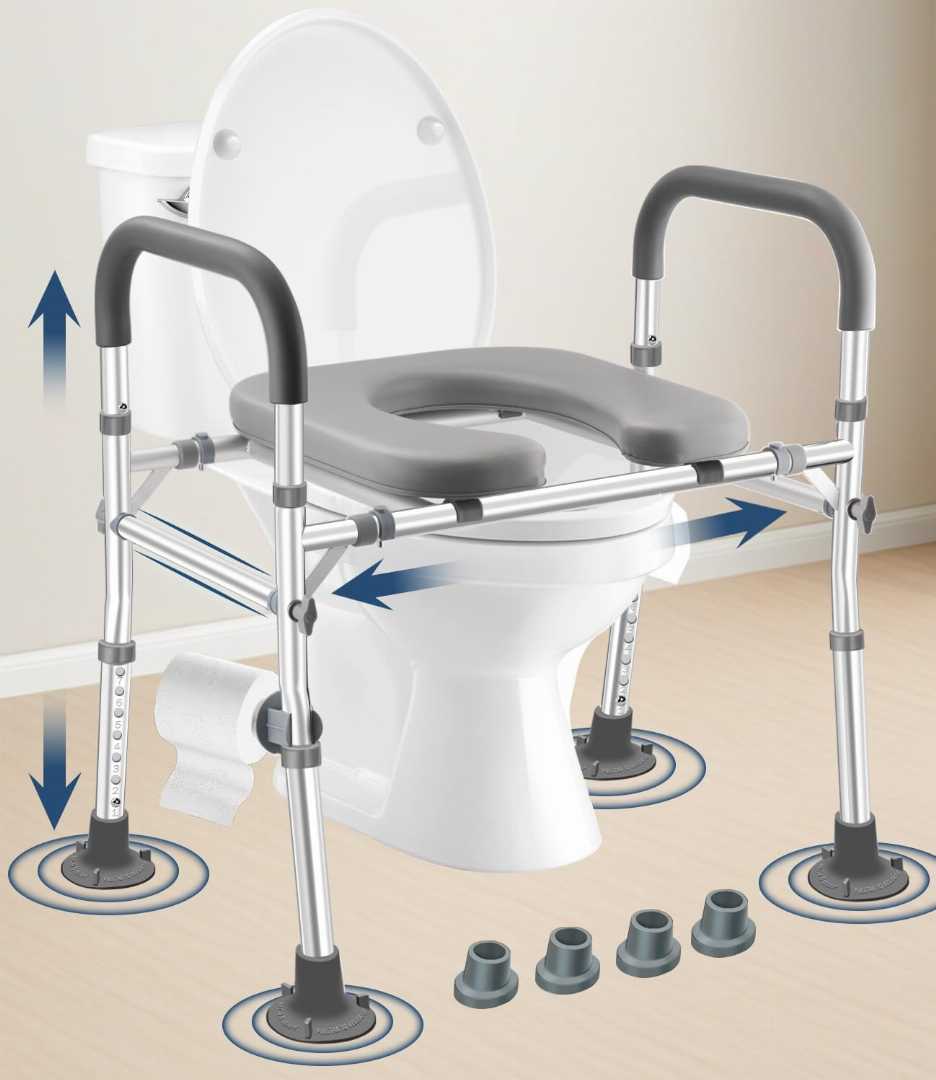 extra wide raised toilet seat, extra wide raised toilet seat for seniors, extra large raised toilet seat, toilet support rails for older people, Height Adjustable Toilet Rails