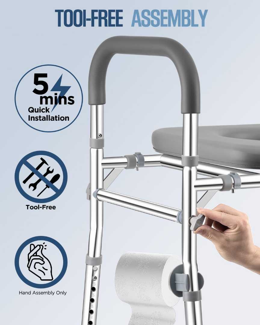 extra wide raised toilet seat, extra wide raised toilet seat for seniors, extra large raised toilet seat, toilet support rails for older people, Height Adjustable Toilet Rails
