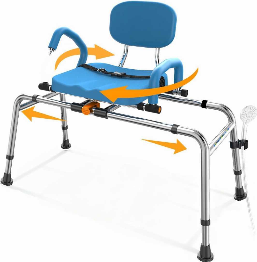 Swivel Shower Chair for Tub , swivel shower chair for elderly, Shower Chair for Bariatric people, sliding shower chair for elderly, Rotating Bathtub Transfer Bench