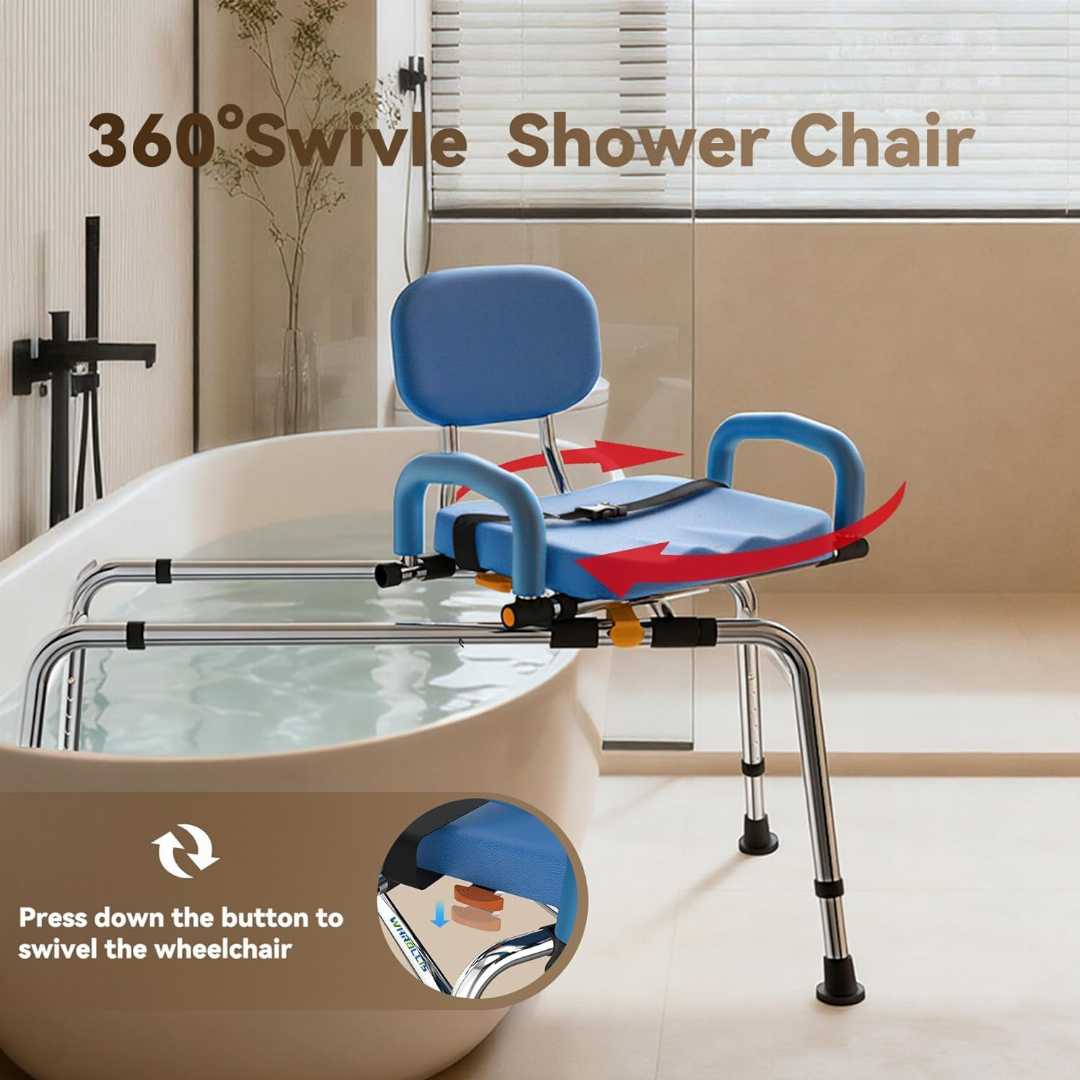 Swivel Shower Chair for Tub , swivel shower chair for elderly, Shower Chair for Bariatric people, sliding shower chair for elderly, Rotating Bathtub Transfer Bench
