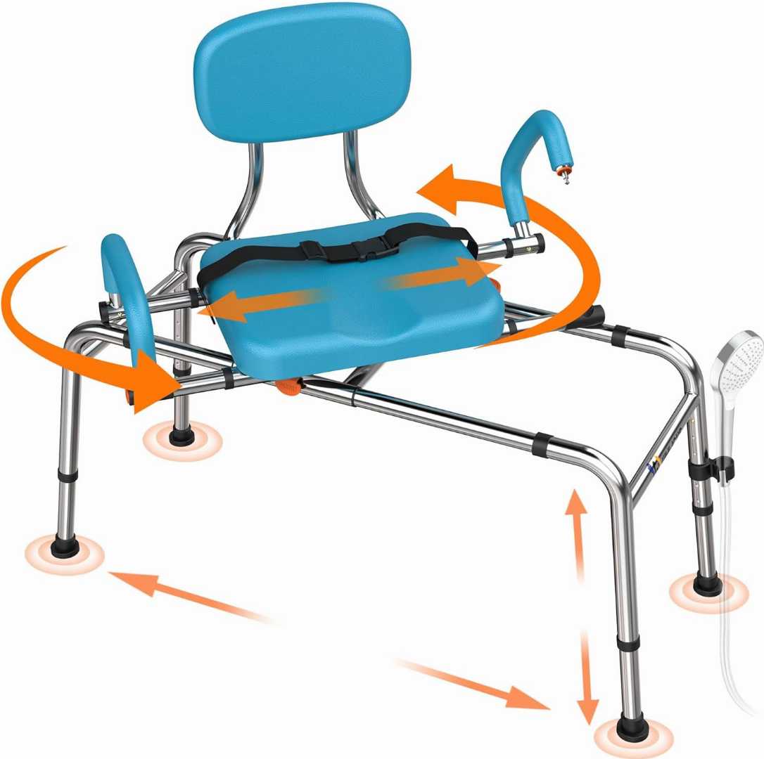 WHLICKS sliding transfer bench, adjustable shower transfer seat, disabled shower chair, elderly bathtub bench, non-slip transfer seat, bath and shower mobility aid, sliding shower seat