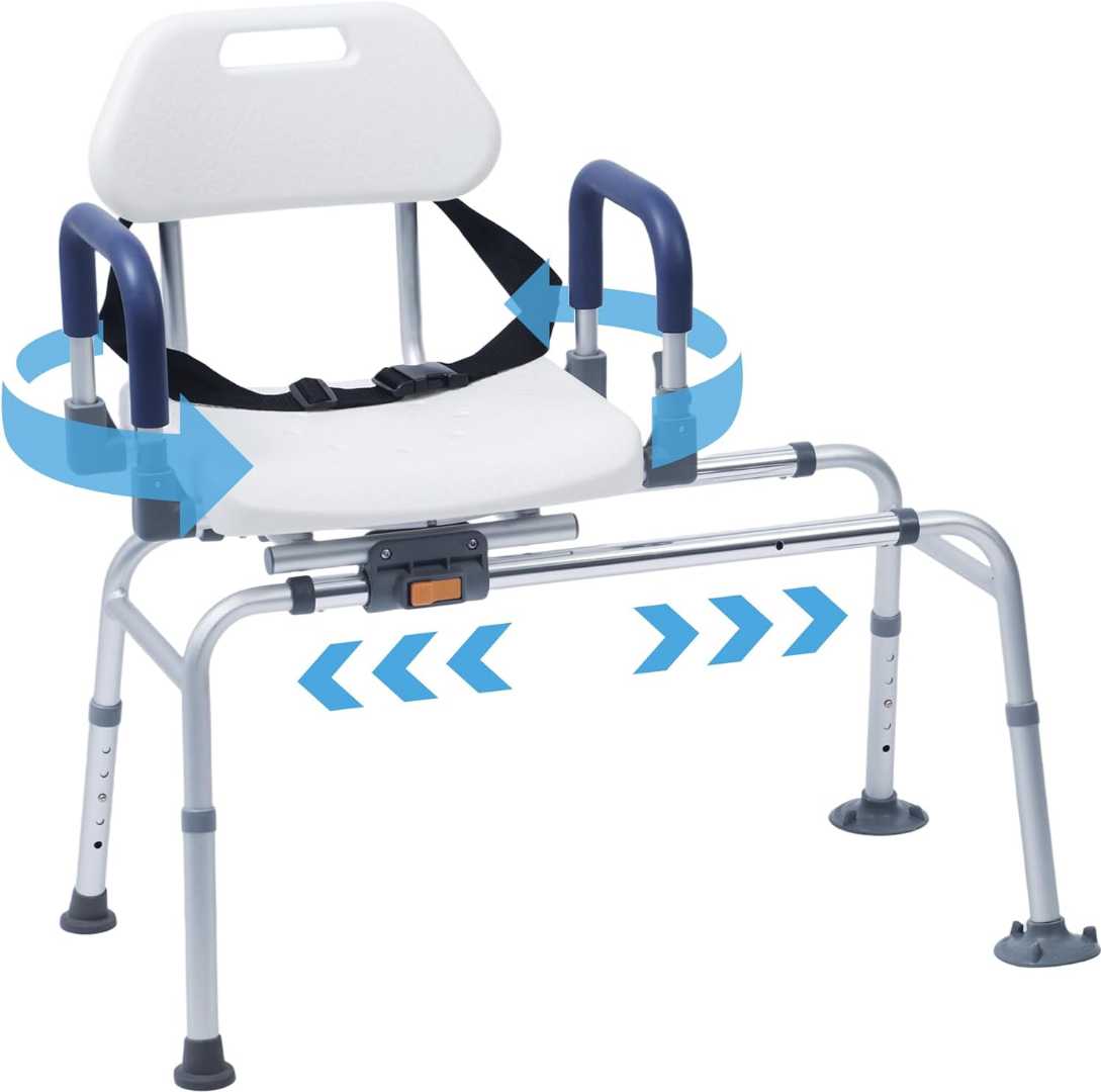 Rotating Bathtub Bench with Pivoting Arms, Rotating Bathtub Bench for elders ,sliding shower chair tub transfer bench, sliding shower chair for olders, tub transfer bench