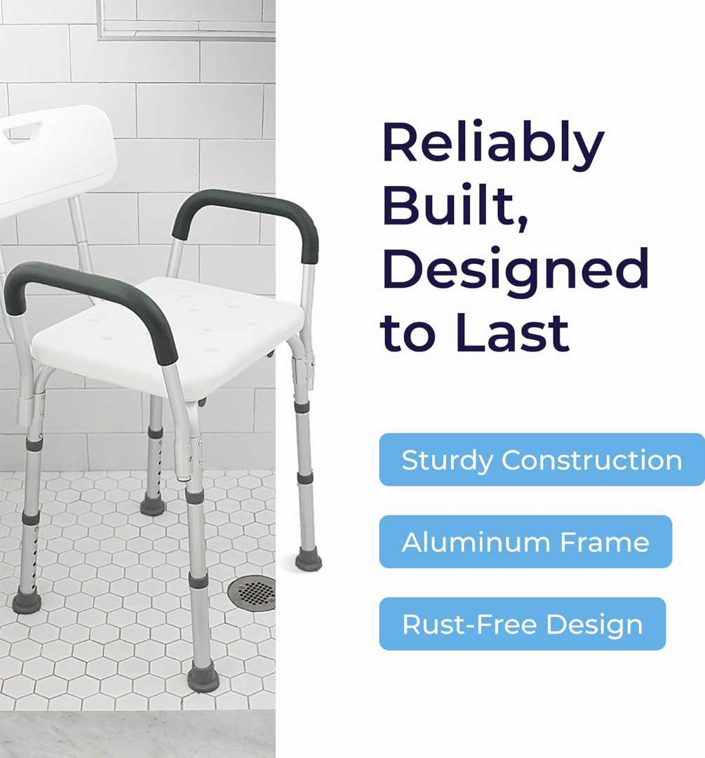 Lightweight Shower chair, Aluminum shower chair, Senior shower aid, Commode shower chair, Anti-slip bath seat, Adjustable shower chair, Non-slip shower chair, , Padded armrest shower chair for senior