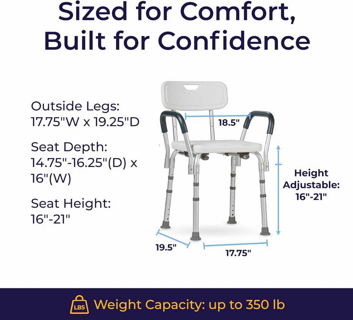 Lightweight Shower chair, Aluminum shower chair, Senior shower aid, Commode shower chair, Anti-slip bath seat, Adjustable shower chair, Non-slip shower chair, , Padded armrest shower chair for senior