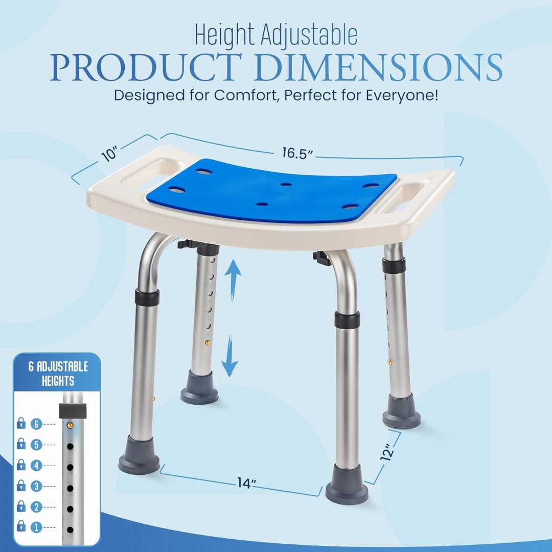 Adjustable height shower chair , Heavy duty shower chair , Shower chair for elderly and disabled , lightweight shower chair, compact shower chair ,best compact shower chair for elderly