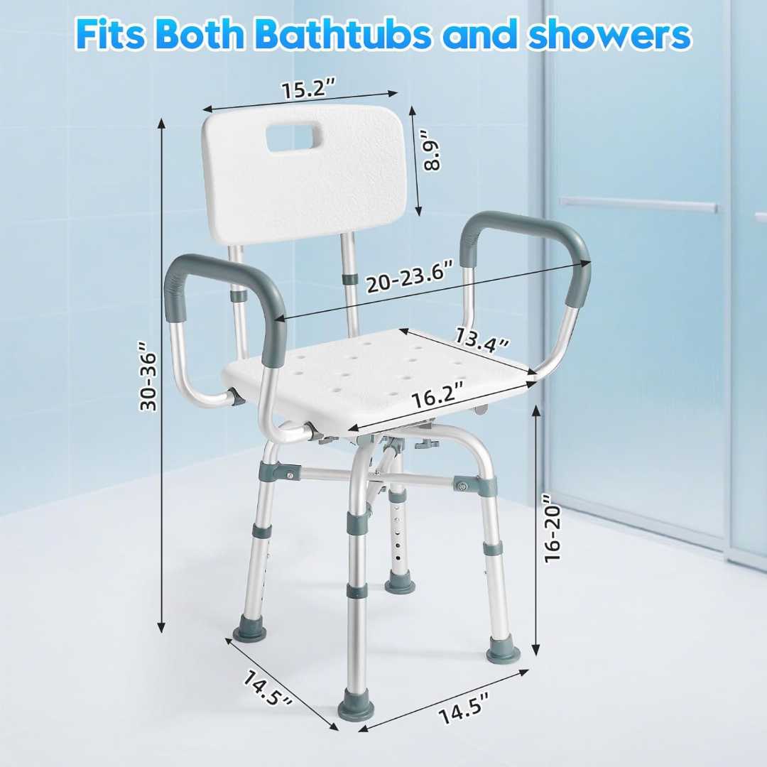 Swivel Shower Chair with Arms,Swivel Shower Chair with Arms for olders,Swivel Shower Chair with Arms for older people,Rotating Transfer Bench with Backrest ,Rotating Bathtub Bench with Pivoting Arms