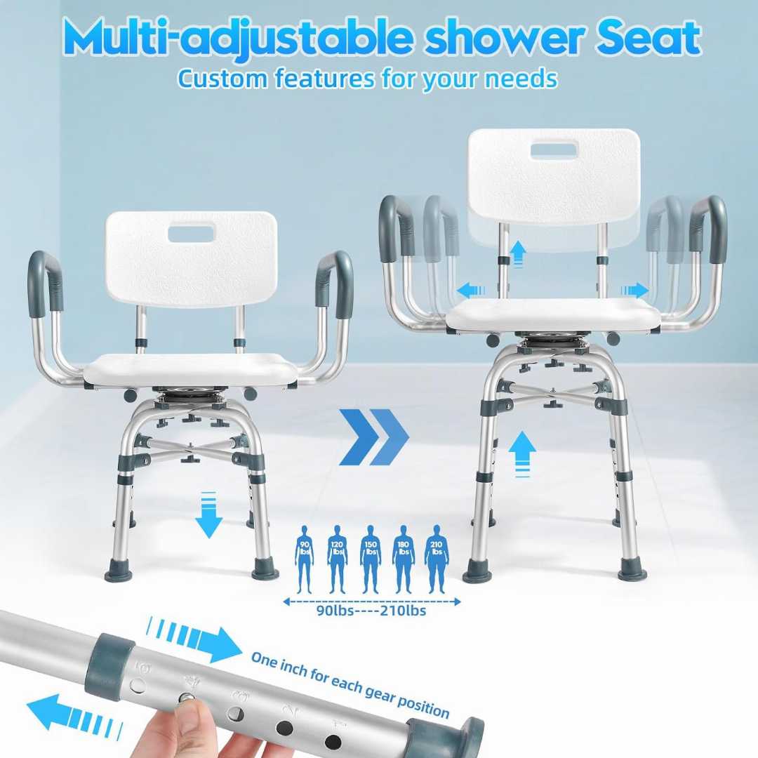Swivel Shower Chair with Arms,Swivel Shower Chair with Arms for olders,Swivel Shower Chair with Arms for older people,Rotating Transfer Bench with Backrest ,Rotating Bathtub Bench with Pivoting Arms