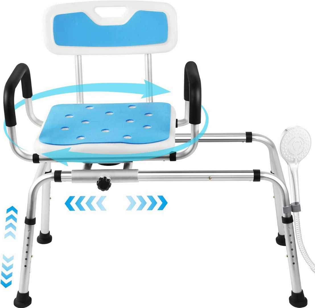 Sliding Shower Chair Tub Transfer Bench , Sliding Shower Chair Tub Transfer Bench for seniors, Tub Transfer Bench with Padded Armrests , Sliding Shower Chair Tub Transfer Bench with Padded Armrests