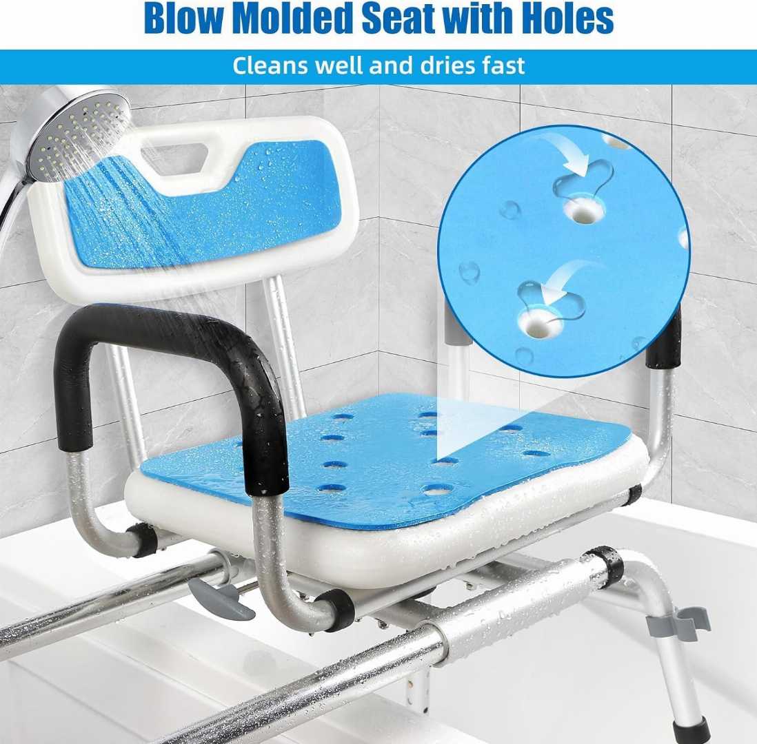 Sliding Shower Chair Tub Transfer Bench , Sliding Shower Chair Tub Transfer Bench for seniors, Tub Transfer Bench with Padded Armrests , Sliding Shower Chair Tub Transfer Bench with Padded Armrests