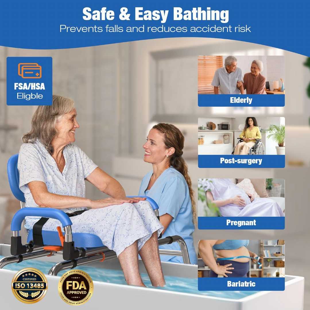 Sliding Shower Chair Tub Transfer Bench , Sliding Shower Chair Tub Transfer Bench for Elderly, Tub Transfer Bench with Padded Armrests , Sliding Shower Chair Tub Transfer Bench with Padded Armrests