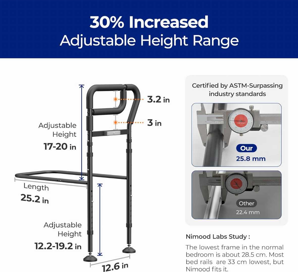 Stable Bed Assist Rails with Motion Light , Bed Assist Rails with Motion Light , Bed Assist Rails for avoid seniors fall prevention, Adjustable Heights Bed Cane, Bed Assist Rails 