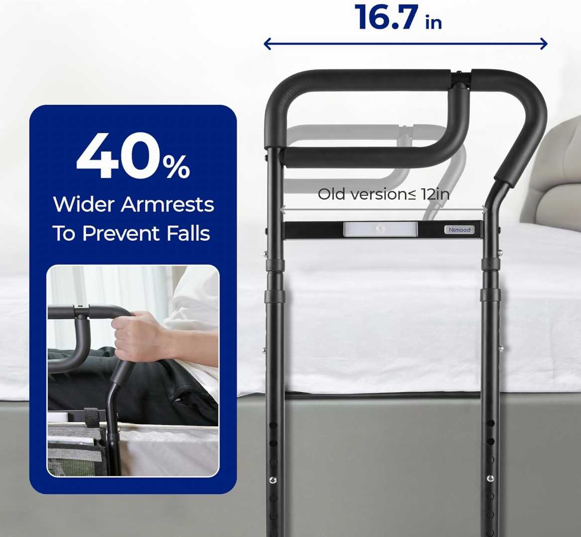 Stable Bed Assist Rails with Motion Light , Bed Assist Rails with Motion Light , Bed Assist Rails for avoid seniors fall prevention, Adjustable Heights Bed Cane, Bed Assist Rails 