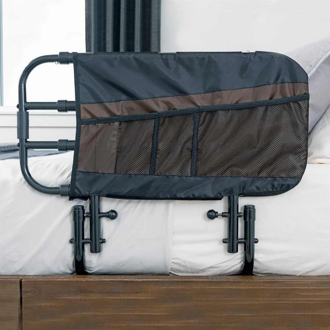 adjustable bed rail for seniors , safety bed rail with storage pouch ,bed assist rail for elderly , adjustable bed rails for seniors ,bed rail assist for elderly, home care bed rail for elderly
