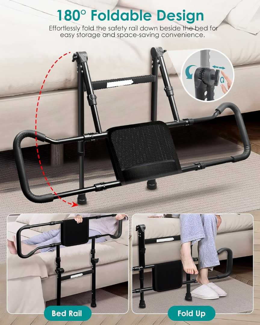 Bed Assist Rails with Sensor Light,Stable Bed Assist Rails with Motion Light,Bed Assist Rails with Motion Light,Bed Assist Rails for avoid seniors fall prevention, Adjustable Heights Bed Cane
