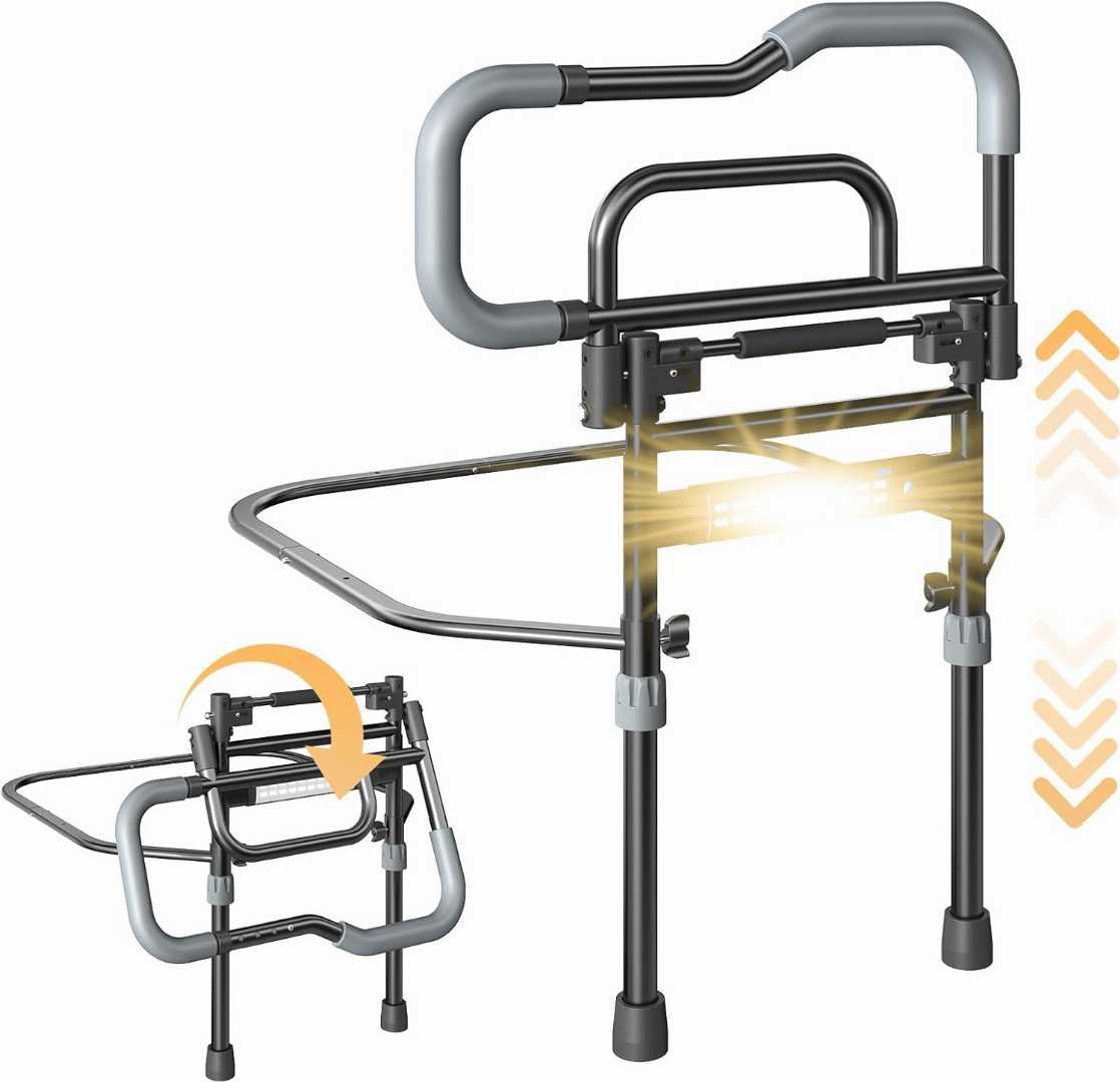 Height Adjustable Bed Side Rails,Bed Assist Rails with Sensor Light,Height Adjustable Bed Side Rails for seniors,Stable Bed Assist Rails with Motion Light,Bed Assist Rails with Motion Light
