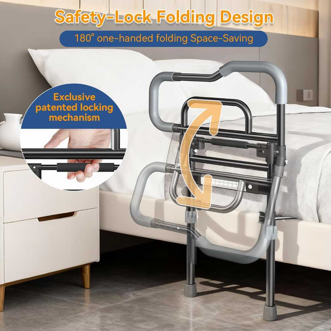 Height Adjustable Bed Side Rails,Bed Assist Rails with Sensor Light,Height Adjustable Bed Side Rails for seniors,Stable Bed Assist Rails with Motion Light,Bed Assist Rails with Motion Light