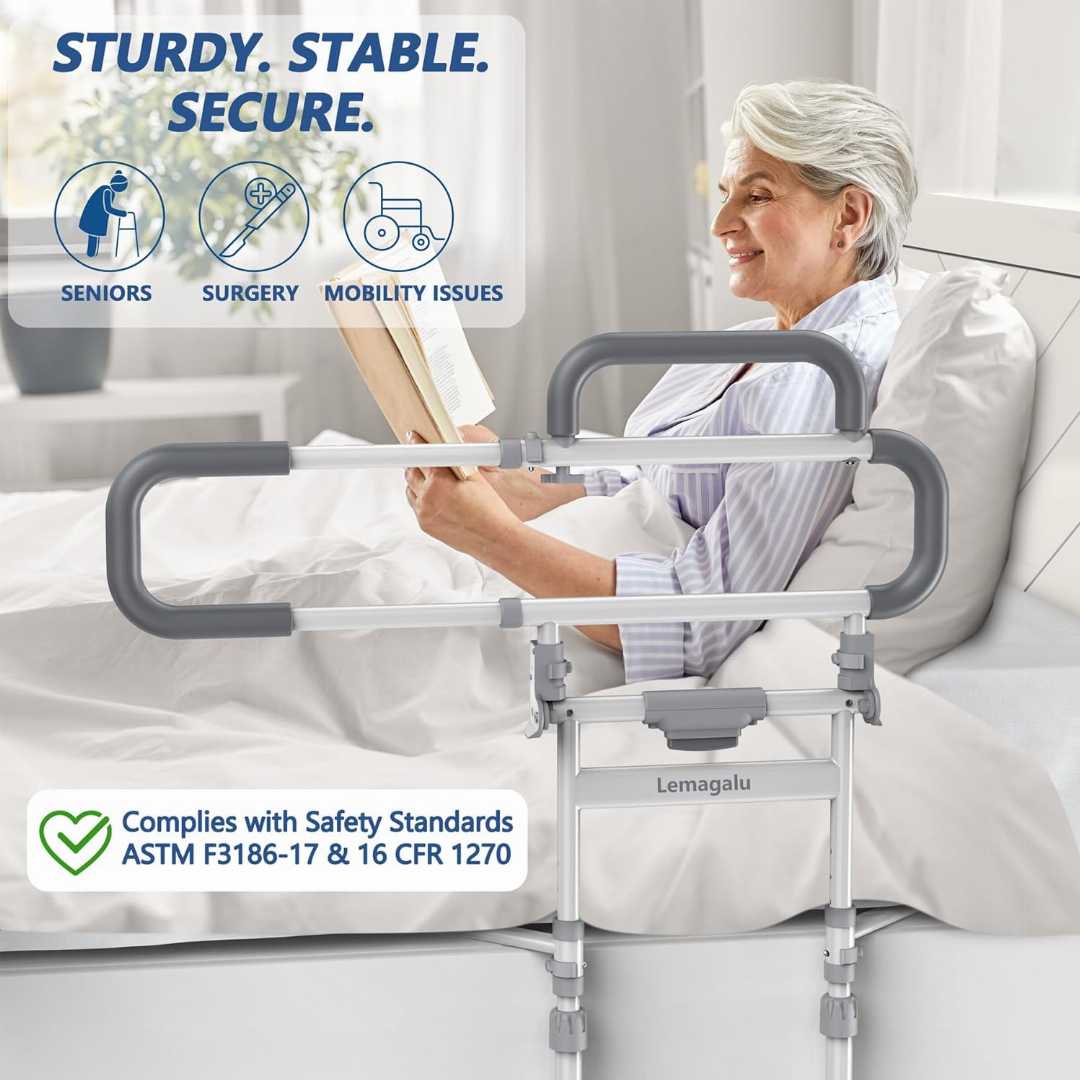 Heavy Duty Bed Rails for Elderly, Height Adjustable Bed Side Rails, adjustable bed rails for seniors, bed rail assist for elderly, home care bed rail for elderly, adjustable bed rails for seniors