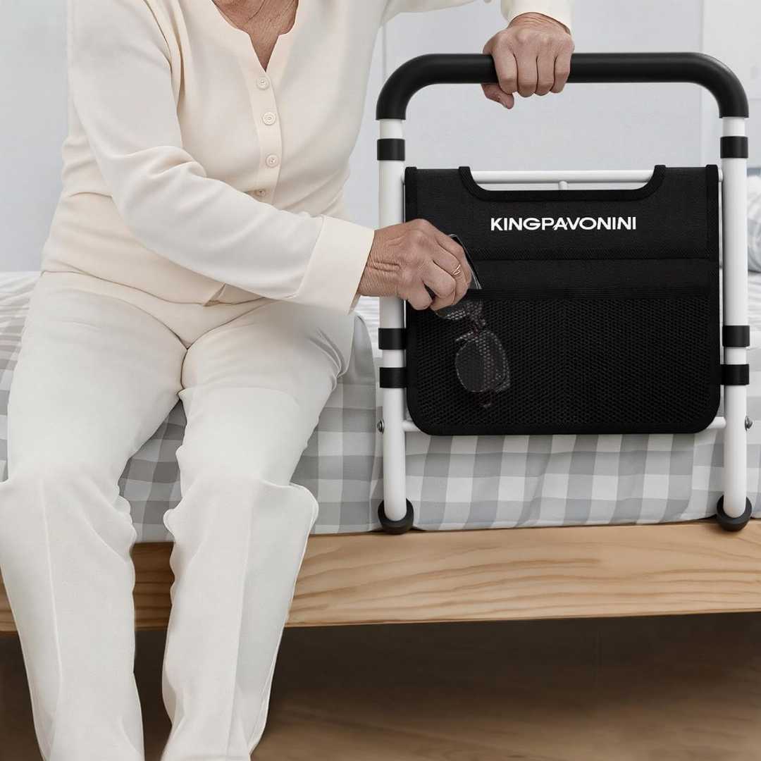 Heavy Duty Bed Rails for Elderly, Height Adjustable Bed Side Rails, adjustable bed rails for seniors, bed rail assist for elderly, Bed Cane with Non-Slip Ergonomic Handle,safety bed rail with storage