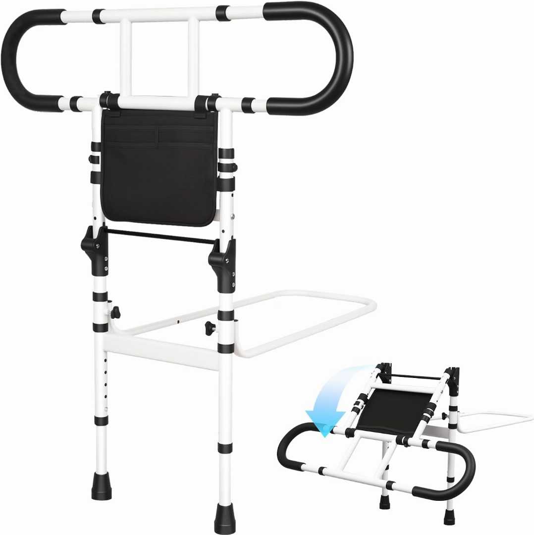 Heavy Duty Bed Rails for Elderly, Height Adjustable Bed Side Rails, adjustable bed rails for seniors, bed rail assist for elderly, home care bed rail for elderly, safety bed rail with storage pouch