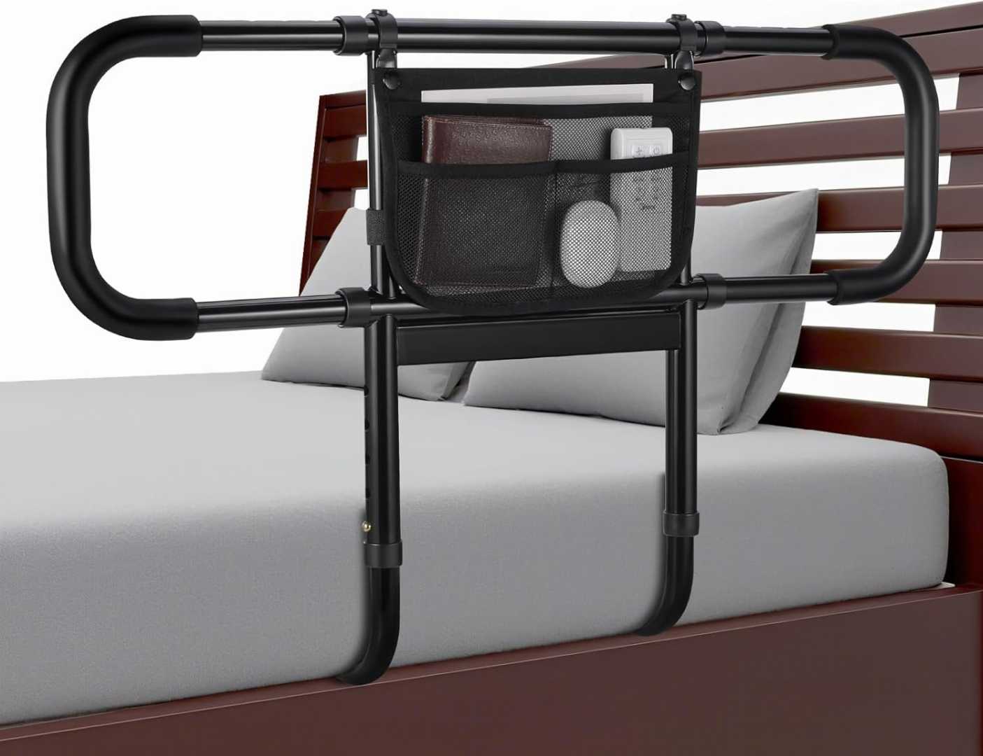 safety bed rail with storage bag,Height Adjustable Bed Side Rails, adjustable bed rails for seniors, bed rail assist for elderly, home care bed rail for elderly, adjustable bed rails for seniors