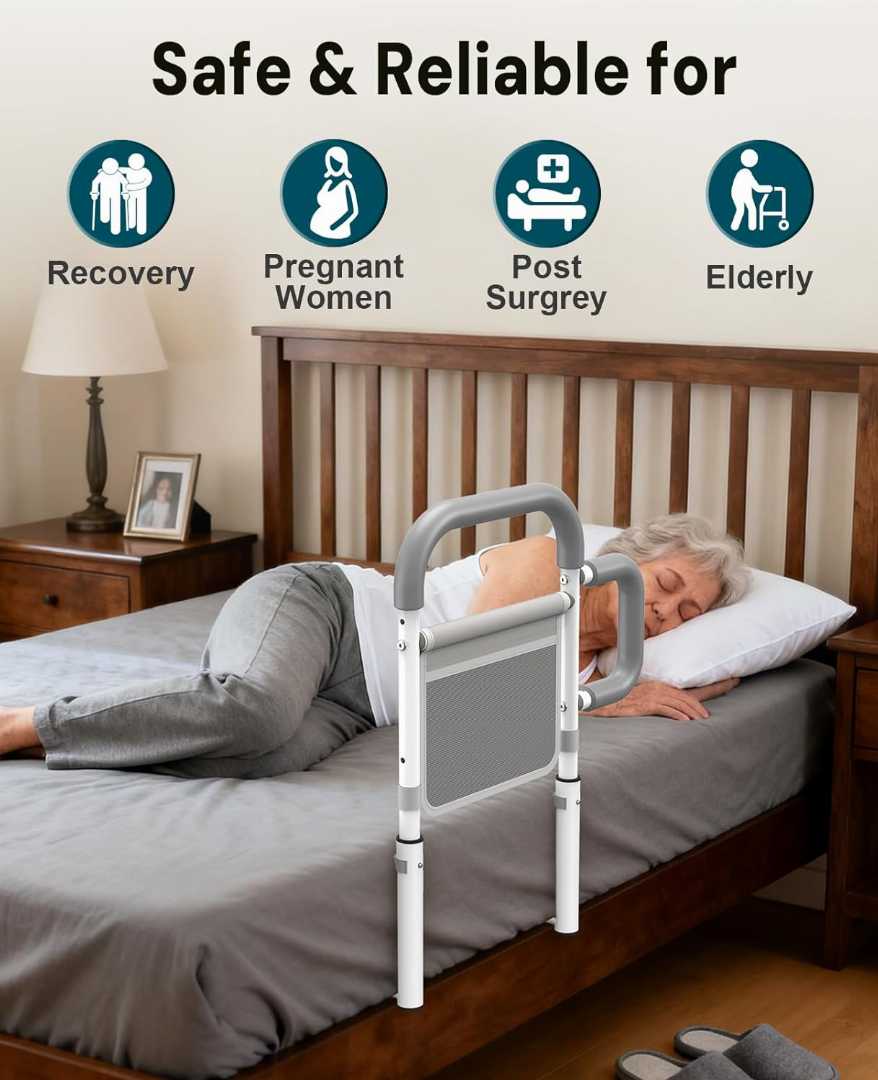 Bed Assist Rails for Post-Surgery Patients, adjustable bed rails for seniors, bed rail assist for elderly, home care bed rail for elderly, Bed Cane with Non-Slip Ergonomic Handle