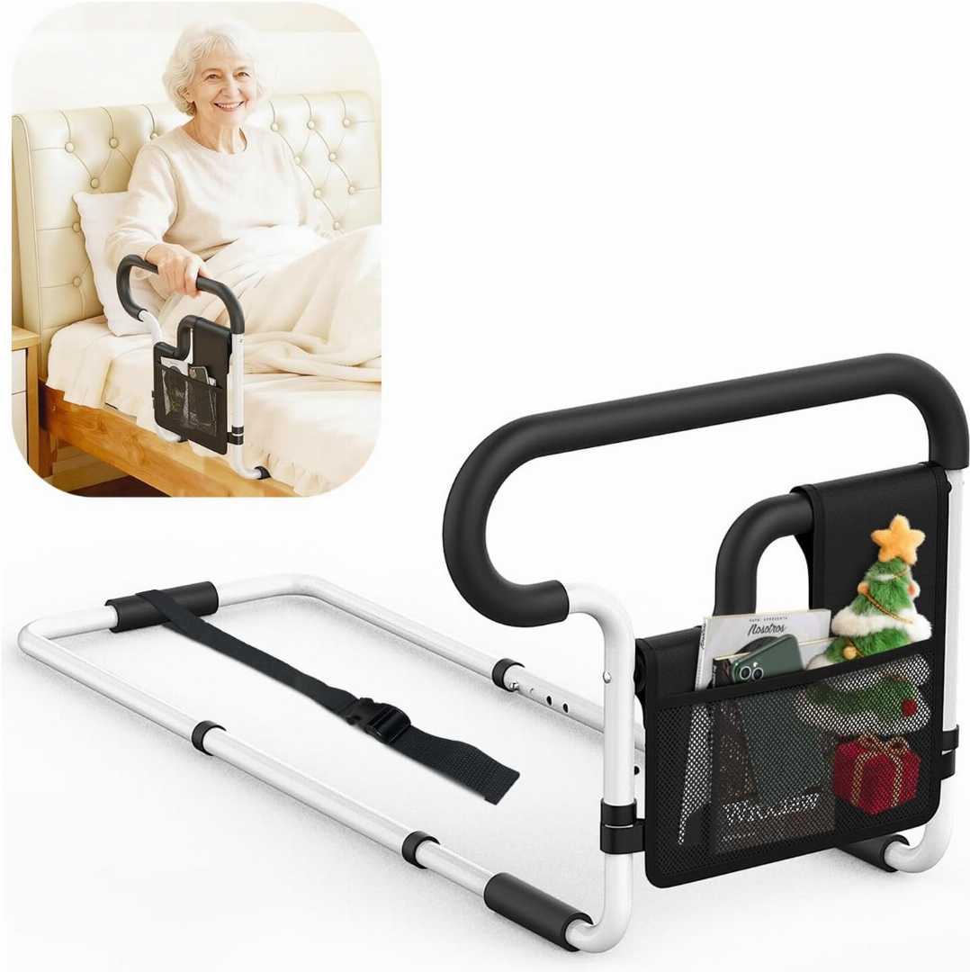 adjustable bed rails for seniors, bed rail assist for elderly, home care bed rail for elderly, Bed Cane with Non-Slip Ergonomic Handle, Bedrails for Seniors Slides Under Mattress