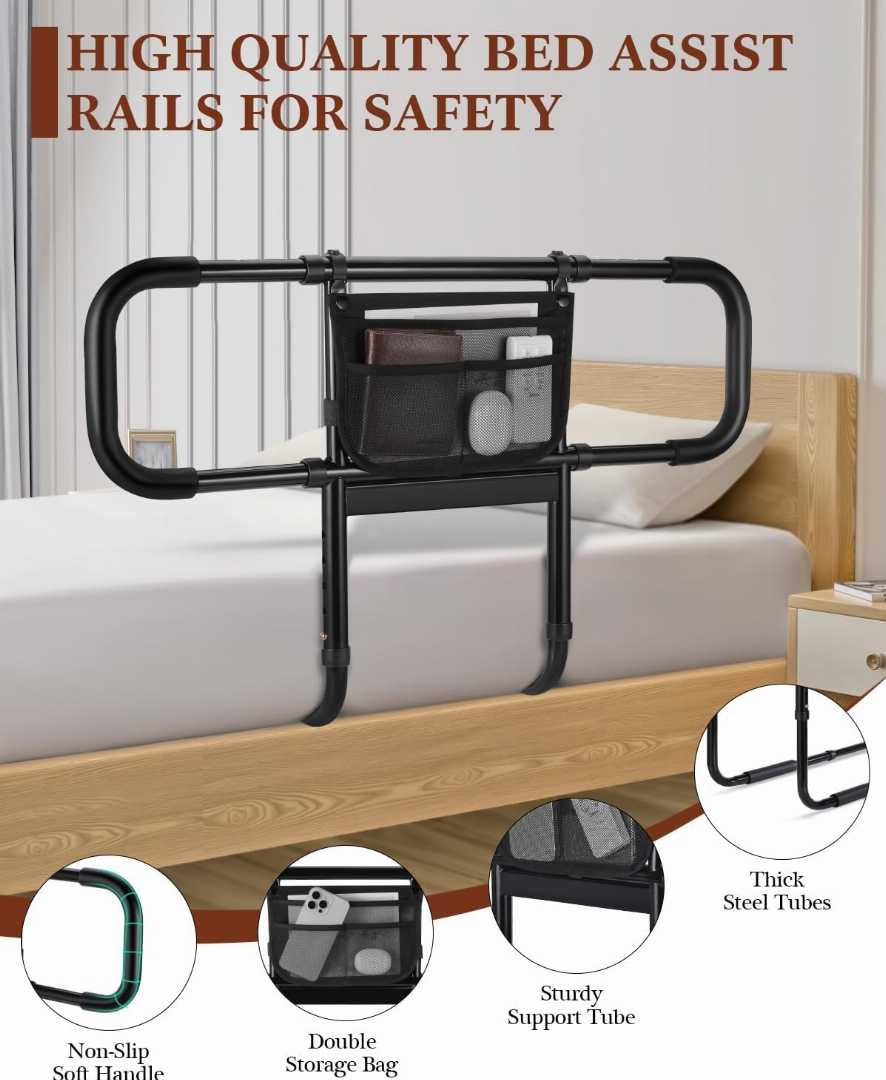 Extendable Bed Rail , Extendable Bed Rail for olders , Wood Adjustable Bed Frames,Removable Bed Handle for Elderly, Safety Approved Bedrail for elders,safety bed rail with storage bag