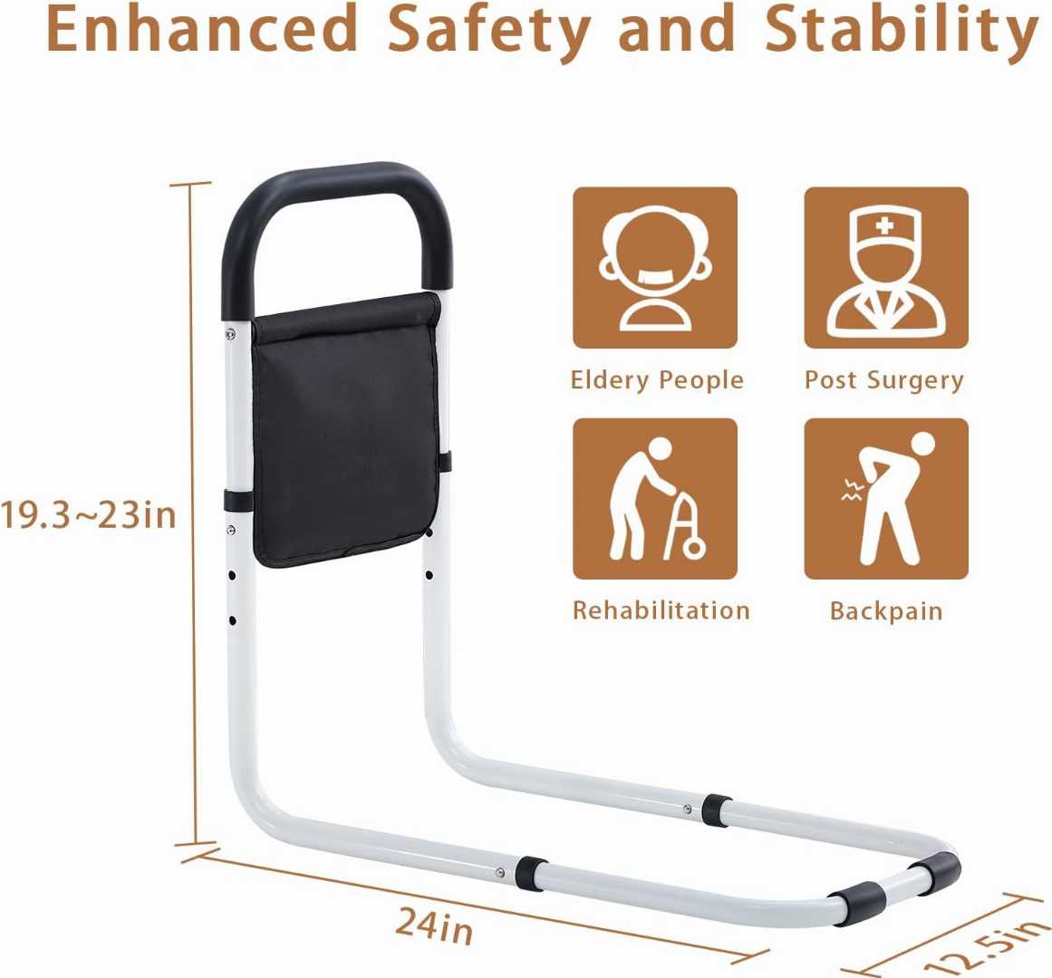 Heavy Duty Bed Rails for Elderly, Foldable Bed Rail for olders,Bed Assist Rails with Motion Light , Bed Assist Rails for avoid seniors fall prevention,bed Cane with Non-Slip Ergonomic Handle