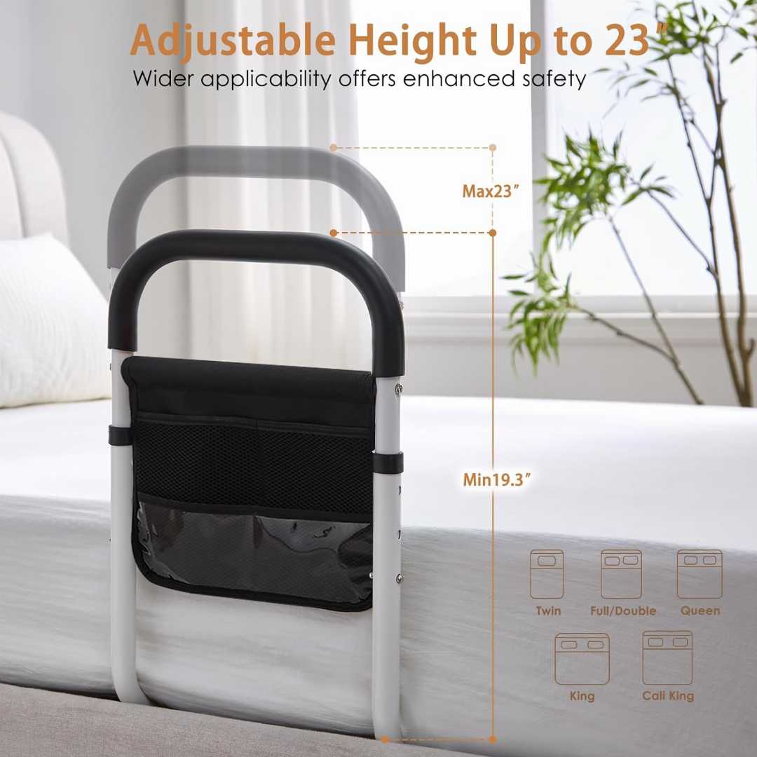 Heavy Duty Bed Rails for Elderly, Foldable Bed Rail for olders,Bed Assist Rails with Motion Light , Bed Assist Rails for avoid seniors fall prevention,bed Cane with Non-Slip Ergonomic Handle