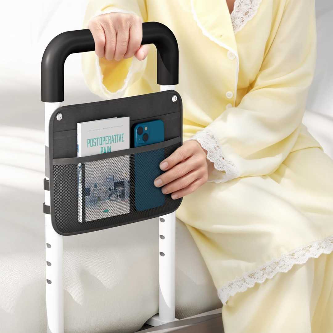 Heavy Duty Bed Rails for Elderly, adjustable bed rails for seniors, bed rail assist for elderly, Bed Cane with Non-Slip Ergonomic Handle, safety bed rail with storage pocket