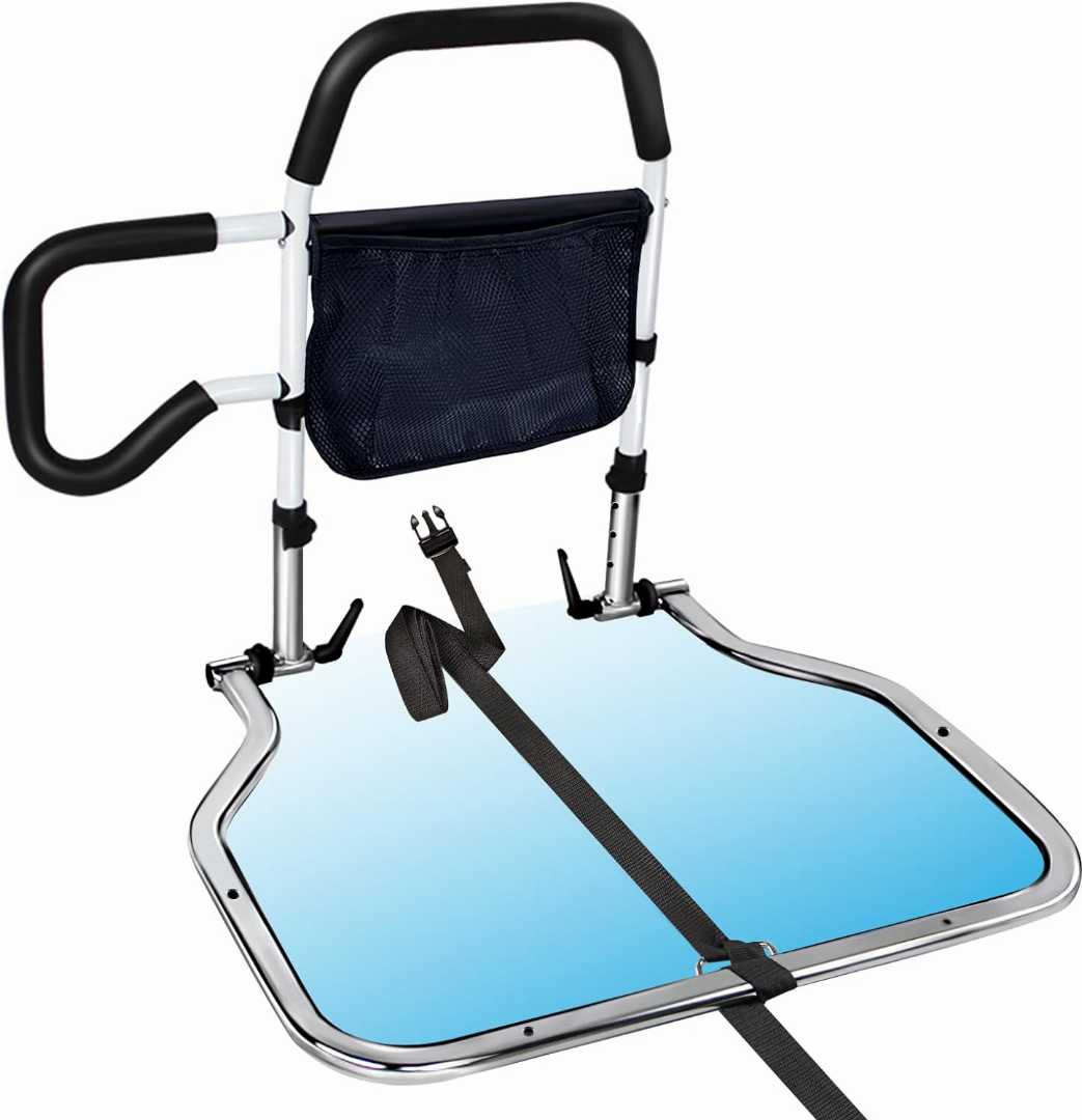 Height Adjustable Bed Side Rails,Heavy Duty Bed Rails for Elderly, Foldable Bed Rail for olders , adjustable bed rails for seniors, bed rail assist for elderly, safety bed rail with storage pocket
