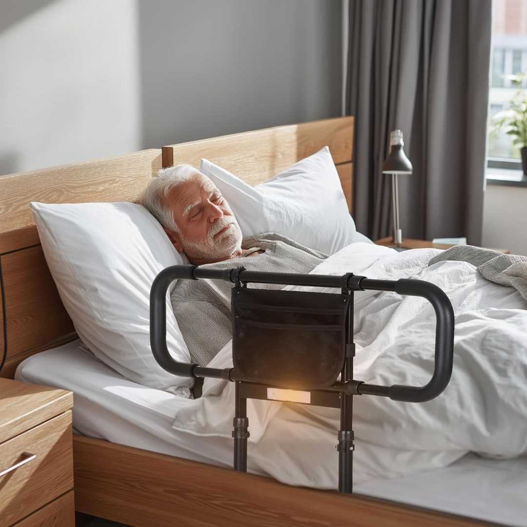 Bed Assist Rails with Sensor Light ,Adjustable Bed Side Rails for seniors ,Stable Bed Assist Rails with Motion Light ,safety bed rail with storage pocket,Heavy Duty Bed Rails for Elderly