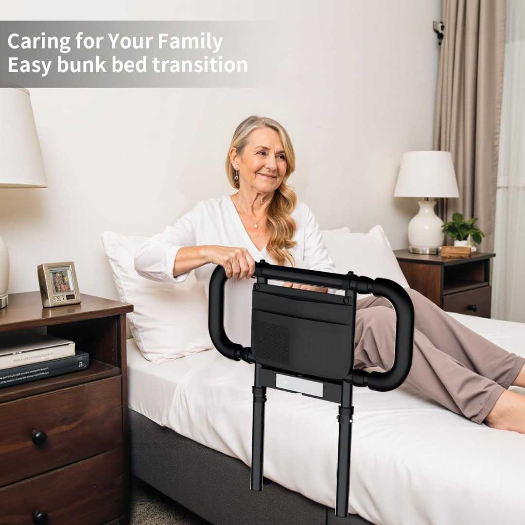 Bed Assist Rails with Sensor Light ,Adjustable Bed Side Rails for seniors ,Stable Bed Assist Rails with Motion Light ,safety bed rail with storage pocket,Heavy Duty Bed Rails for Elderly