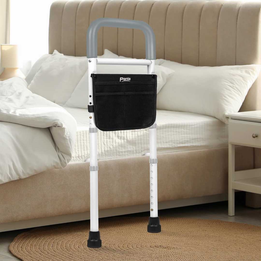 Bed Cane with Non-Slip Ergonomic Handle, safety bed rail with storage pouch
Bed Assist Rails for avoid seniors fall prevention, Adjustable Heights Bed Cane, Bed Assist Rails