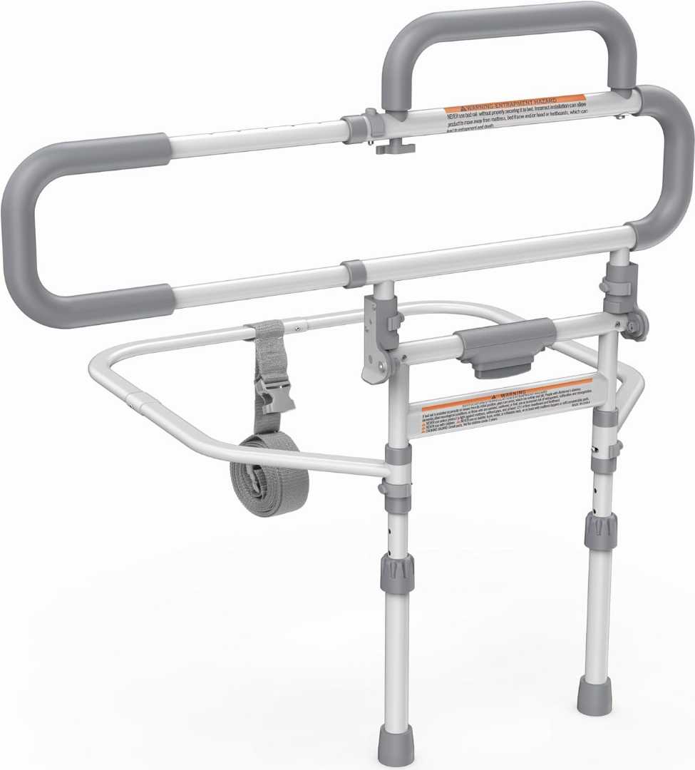 Heavy Duty Bed Rails for Elderly, Foldable Bed Rail for olders ,Height Adjustable Bed Side Rails, adjustable bed rails for seniors, bed rail assist for elderly, safety bed rail with storage pouch