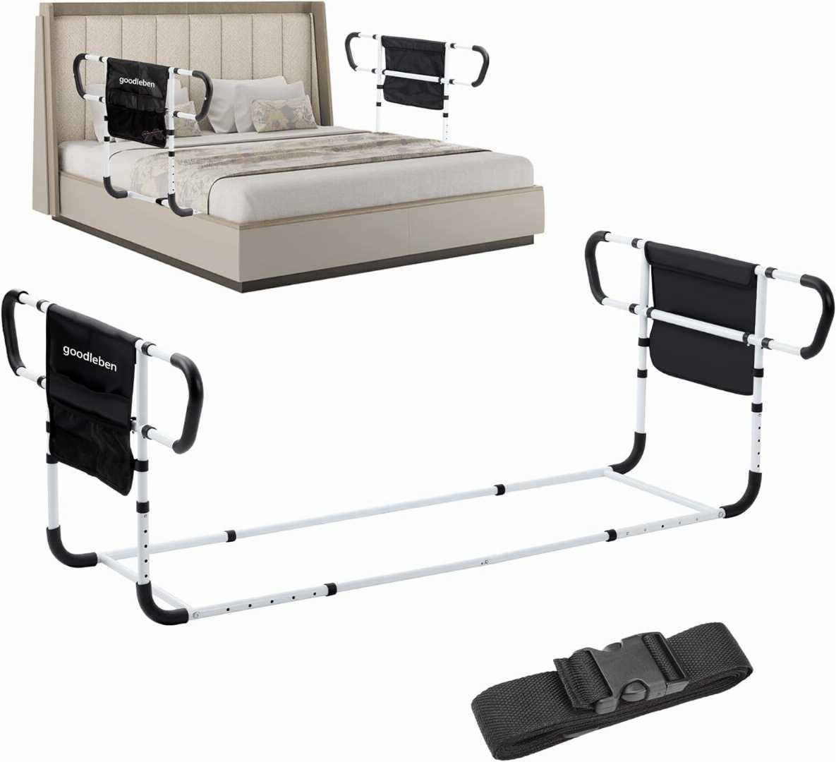 Double Bed Rail for hospital use ,Dual Side Safety Rails, Dual Side Safety Rails with U-Shaped Bar, Under Mattress Bed Guard Rail for Fall Prevention