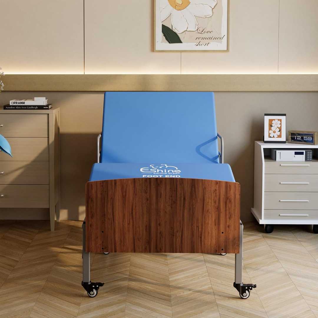 Bed Rails for elders with Wheels ,Adjustable Bed Frame with Hospital Waterproof Mattress, Bed Frame with Underbed Light, Bed Rails with Underbed Light