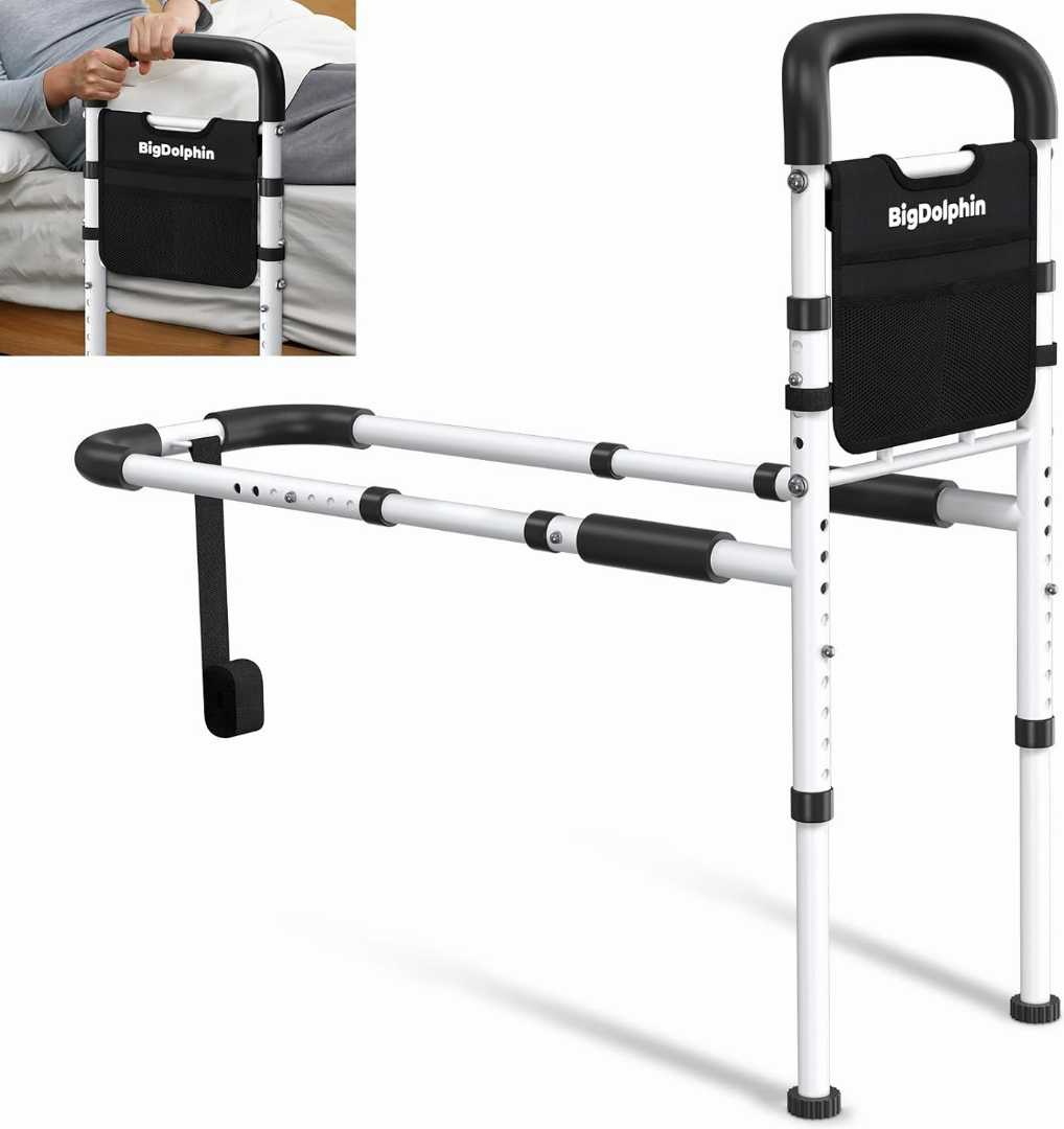 Heavy Duty Bed Rails for Elderly, Height Adjustable Bed Side Rails, adjustable bed rails for seniors, bed rail assist for elderly,Bed Cane with Non-Slip Ergonomic Handle